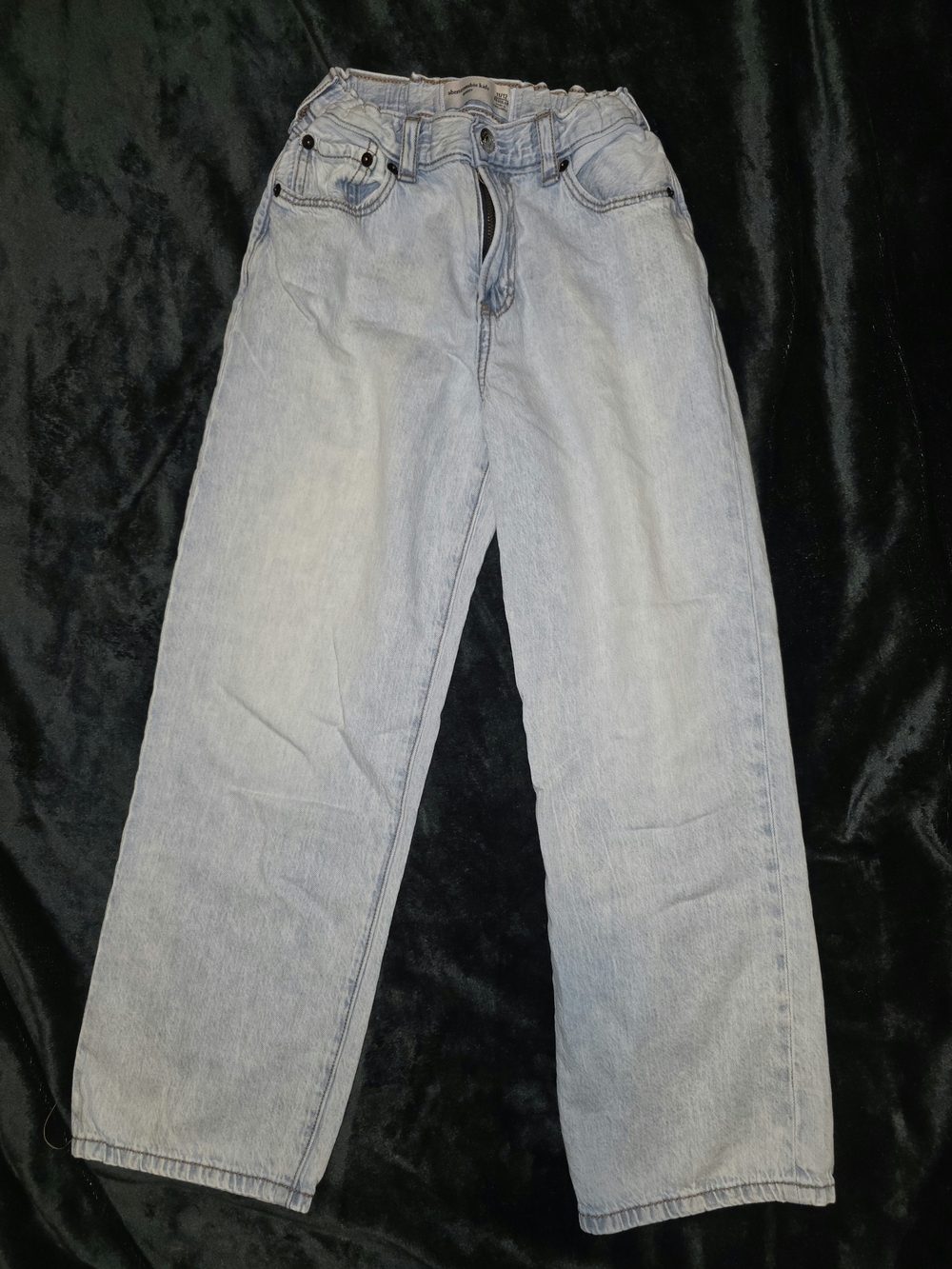 abercrombie kids Light Blue Elastic Waist Straight Baggy Jeans